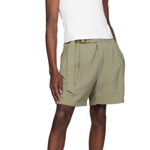 RECTO
Khaki Wrinkle Detail Belted Shorts - Picture 4 of 6